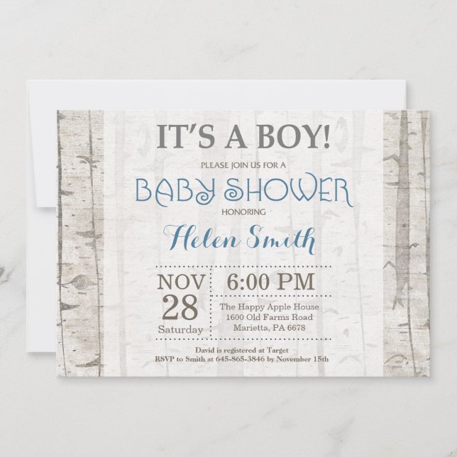 Rústico de invitación a Baby Shower de Woodland Bo (Anverso)
