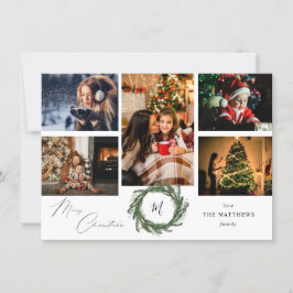 Rústico de monograma de flor 5 foto Feliz Navidad