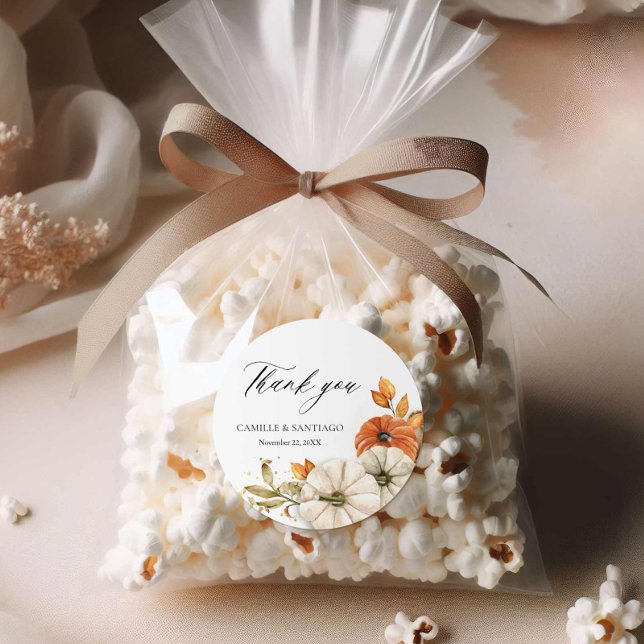 Rústico de otoño gracias adhesivos de bodas (Elegant Fall Round Wedding Thank you stickers)