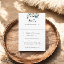 Rústico Dusty Blue Flowers Script Wedding RSVP