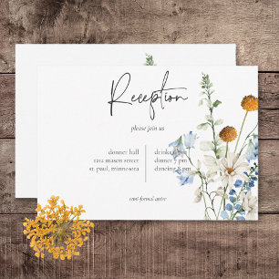 Rústico Dusty Blue Wildflowers & Daisies Recepcion