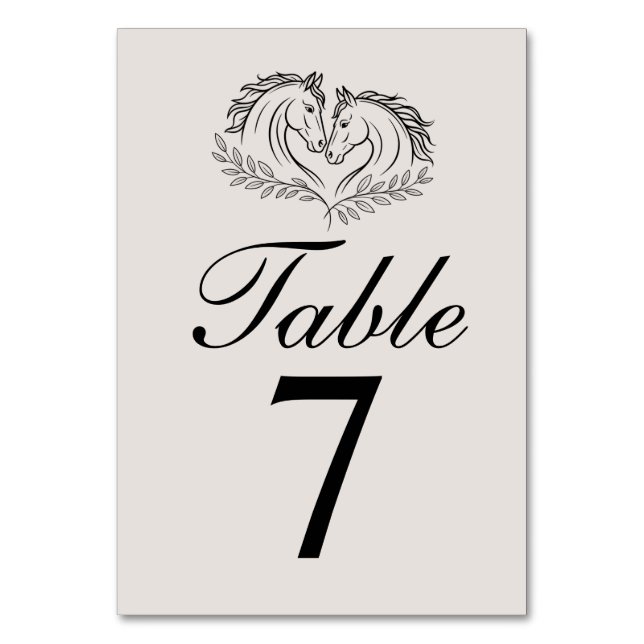 Rústico elegante número de mesa de Boda de caballo (Anverso)