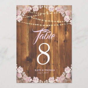 Rústico Floral Ligeras de madera Número de mesa
