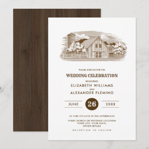 Rústico Granja Invitaciones a la Boda de Mader