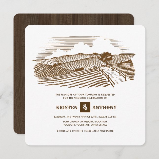 Rústico | Granja | Invitaciones a la Boda de Mader (Anverso / Reverso)