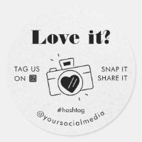 Rústico Grey Kraft Love Snap Etiqueta Compartir me