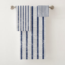 Rústico Gris Linen & Navy Blue Stripes Pattern