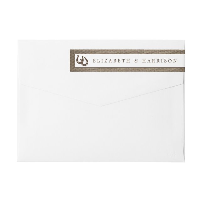 Rústico Herradura Del País En El Boda Burlap (Reverso)