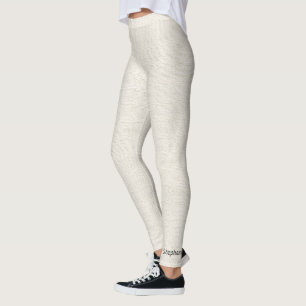 Rústico invierno White Faux Burlap Leggings con no
