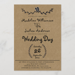 Rústico kraft con invitación a la boda de Laurel V