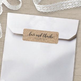 Rústico Kraft Script Amor y Gracias Etiqueta Boda