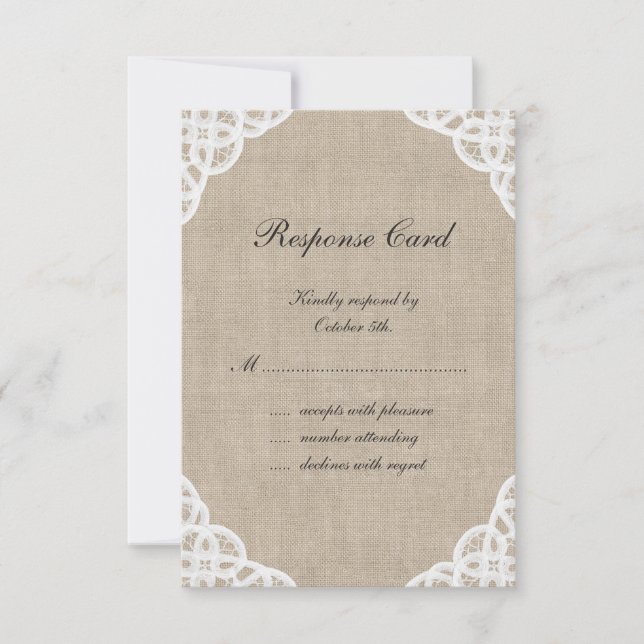 Rústico Lace & Burlap RSVP (Anverso)