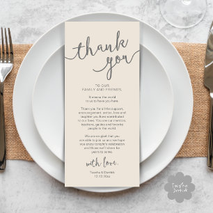 Rústico lugar Boda de la cena Gracias tarjeta