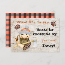Rústico Lumberjack Gracias tarjetas de nota