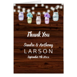 Rústico Mason Jar con luces Boda Gracias