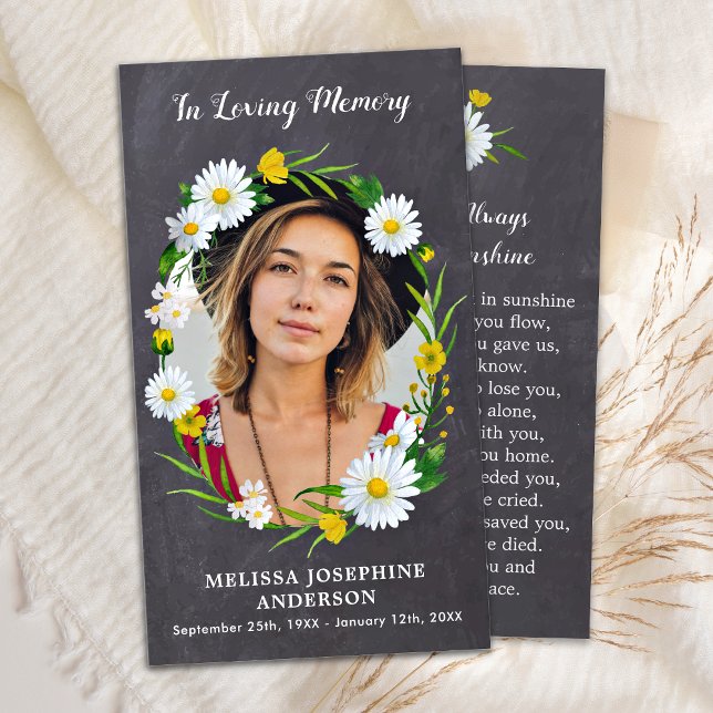 Rústico memorial floral funeral tarjeta de oración (Subido por el creador)