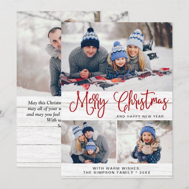 Rústico minimalista 4 FOTOS Feliz Navidad (Anverso / Reverso)