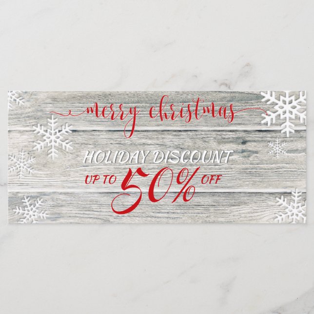 Rústico Navidades de madera con copos de nieve - T (Anverso)