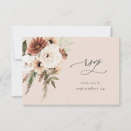 Rústico Neutral Boho Floral con RSVP de Comida S2