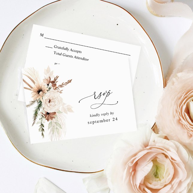 Rústico Neutral Boho Floral w Meal RSVP 2 (Subido por el creador)