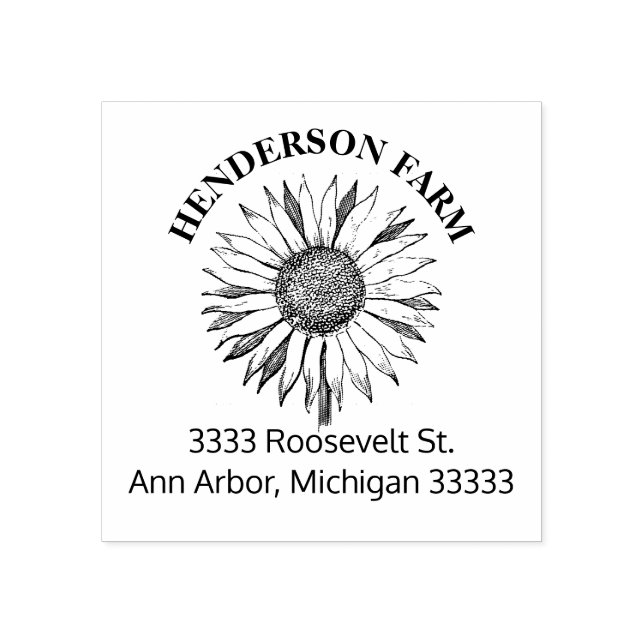 Rústico nombre comercial de girasol sello de cauch (Impresión)