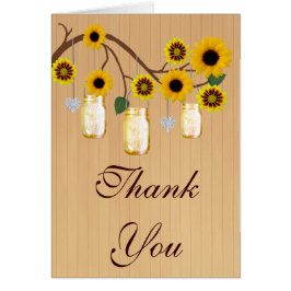 Rústico País Amarillo Mason Jars Gracias Tarjeta