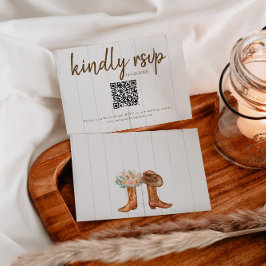 Rústico País Boots Tarjeta RSVP con código QR