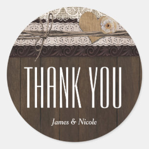 Rústico País Burlap Lace & Wood Favorito Pegatina