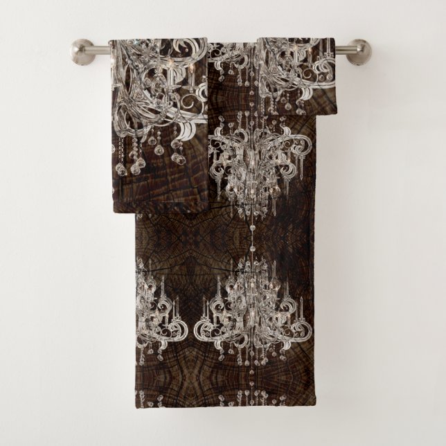 Rústico País de Barnood Marrón Crystal Chandelier (In situ)