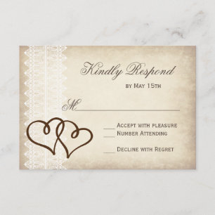 Rústico País de doble corazón Boda Tarjetas RSVP