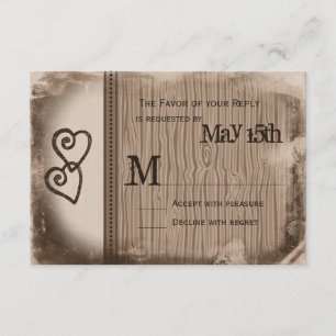 Rústico País de doble corazón Boda Tarjetas RSVP
