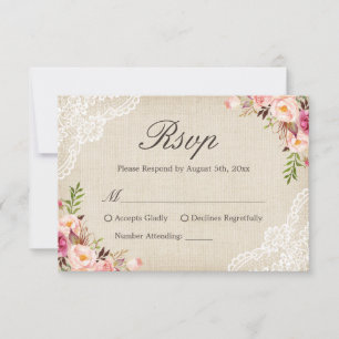 Rústico País Floral Lace Marfil Burlap Respuesta R