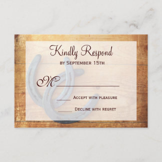 Rústico país herradura bodas con tarjetas RSVP