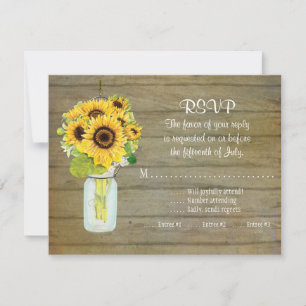 Rústico País Mason Jar Flores Sunflower RSVP