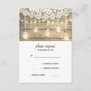 Rústico País Mason Jars Luces Lace Wood RSVP