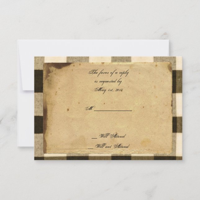 Rústico País Sepia Negra Verifica Tarjeta De Respu (Anverso)