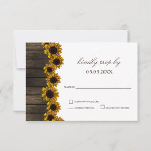 Rústico País Sunflowers Barn Wood Wedding rsvp