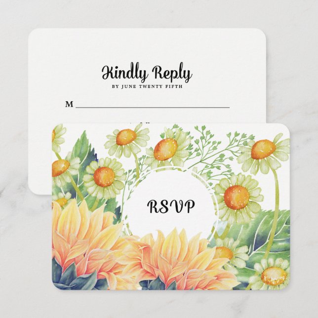 Rústico País Sunflowers Boda Tarjetas RSVP (Anverso / Reverso)