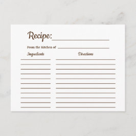 Rústico País Vintage Receta Tarjeta Ducha Insertar