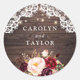 Rústico Pegatina de focas de leña Rubor Burgundy