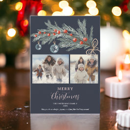 Rústico pino verde rojo Feliz Navidad 3 fotos