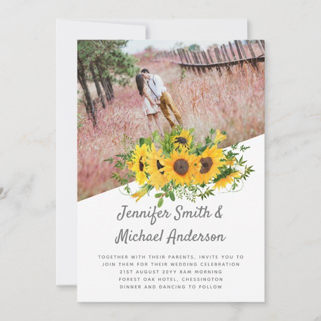 Rústico presupuesto de Boda con tema de girasol (Anverso)