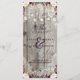 Rústico Programa de Boda de Madera de Lace Jar