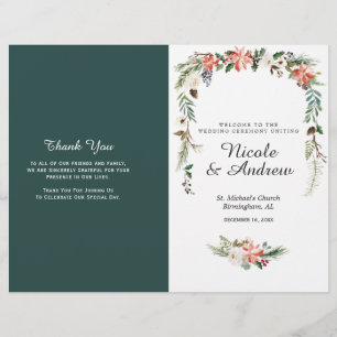 Rústico programa de matrimonio plegado floral de i