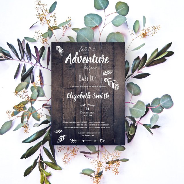 Rústico Que comience la aventura. Invitación (Subido por el creador)