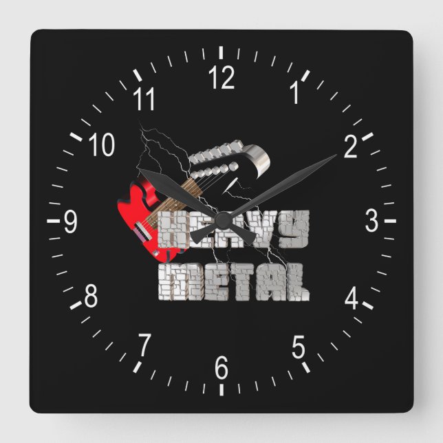 Rústico reloj cuadrado metalizado (Anverso)