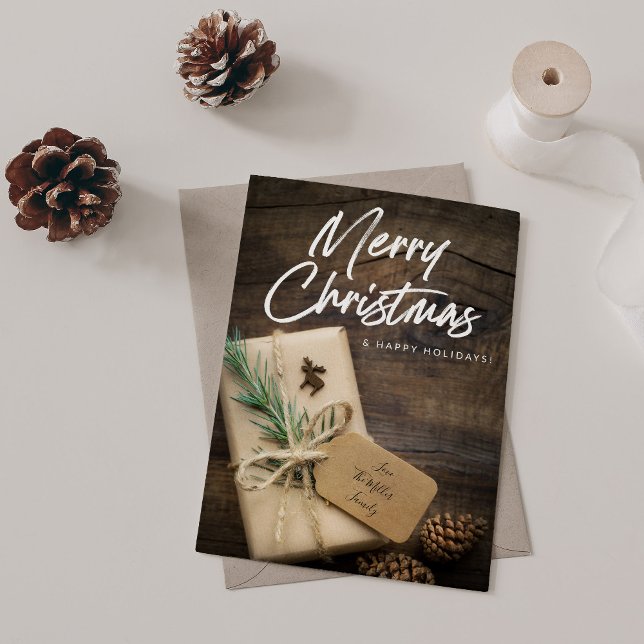 Rústico reno y presente Feliz Navidad (Subido por el creador)