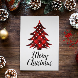 Rústico rojo negro en blanco arbol de navidad