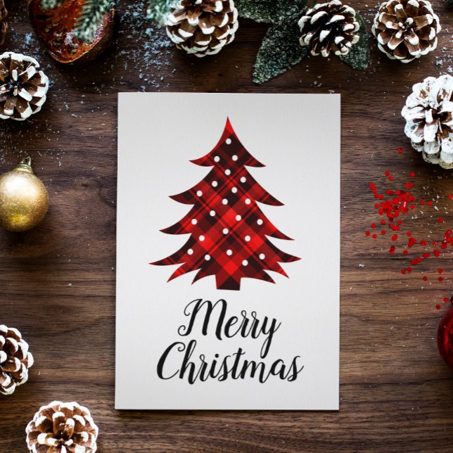 Rústico rojo negro en blanco arbol de navidad (Subido por el creador)