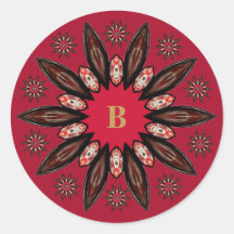 Rústico Rojo Resumen Monograma Sello para sobres F